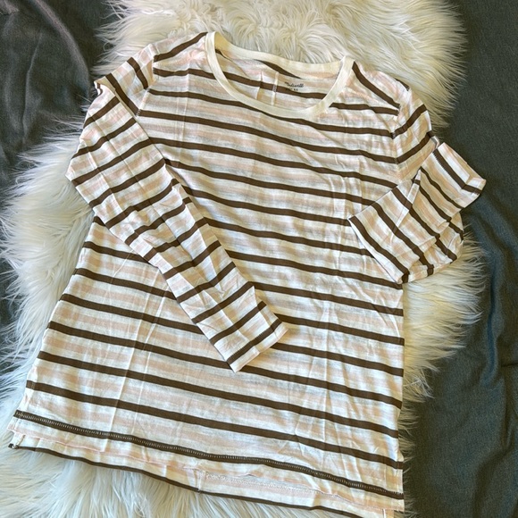 M a d e w e l l • Semi sheer stripe long sleeve tee - Picture 1 of 5